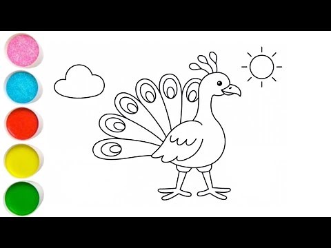 Beautiful Peacock 🦚 Drawing, Painting & Coloring For Kids and Toddlers_ Kids Art