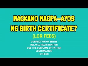 LOCAL CIVIL REGISTRAR (LCR) PROCESSING FEES 2023