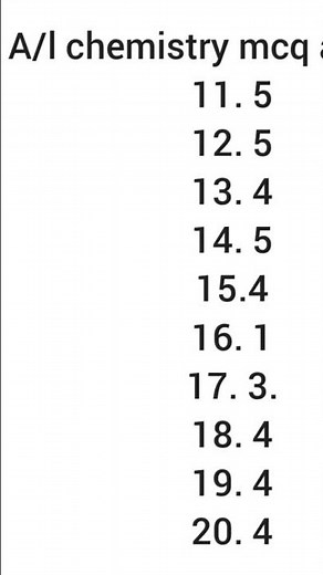 2025 A/L chemistry answers