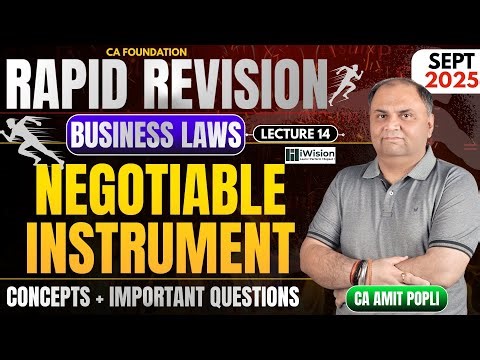 [Revision] - Negotiable Instrument Act - CA Foundation Business Laws Concepts + Important Questions