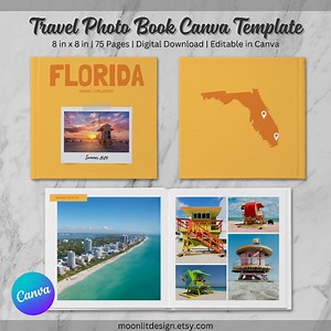 8x8 Travel Photo Book Canva Template, Square Photo Album, Digital Scrapbook, Editable and Customizable Photobook, Vacation Photos, Florida - Etsy Australia