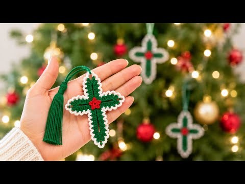 CROCHET for BEGINNERS 🎄Easy Crochet Christmas Cross Ornament 🎄✨ | DIY Christmas Tree Decoration