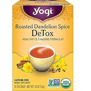Yogi Tea Roasted Dandelion Spice DeTox - 16 Bags per Pack (4 Packs) - Organic DeTox Tea - Includes Roasted Dandelion Root, Dandelion Root, Cinnamon Bark, Cocoa Shell & More