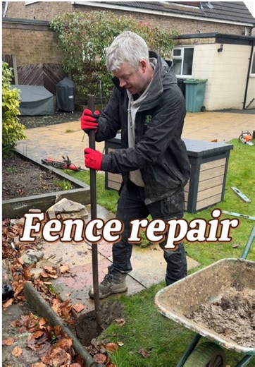 Solid Saturday morning for the team 💪 6 posts replaced and this fence is standing strong again—ready for whatever weather comes its way 🌧️🌬️#garden #leeds #fence #landscaping #fencing e