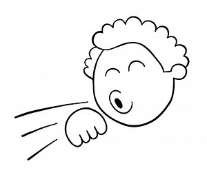 Cartoon coughing man, vector illustration. Black outlined and white...