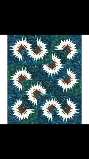 Sunflower Illusions, by Quiltworx, fashioned after the a field of white sunflowers glowing in the moonlight! Check out the quilt mockup from Quiltster, pictures of the inspiration (white sunflowers bouquets and sunflower fields at night), and the fabrics we selected to bring you a similar feel! Kits are available in the Quiltster Marketplace and patterns are available at Quiltworx! | Quiltworx.com