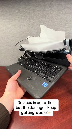 Some devices we get are really concering 😅 #devicerepair #chromebook #brokenscreen #dell