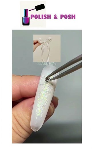 👀Watch out this "PEARL BOW" nail polish tutorial💅✨#nailnspo