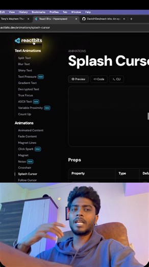 AI Dev • Educator • Founder on Instagram: "Today’s reel is about react animation library @codejavid Resources: https://www.reactbits.dev/ More and more CSS & JavaScript content will be seen . Explanations, Tricks, Cheatsheets keeping previous stuffs like reels and projects as it is. Hope you enjoy it. If you want to see something more. Do let me know in the comments. • . Tags #webdevelopment #webdesign #webdeveloper #html #css #javascript #reactjs #uiux #code #design"