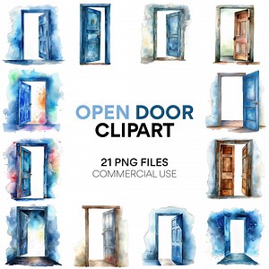 Open Door Clipart | 21 High-quality Pngs - Watercolor, Digital Planners, Junk Journals, Wall Art, Commercial Use, Digital Download - Etsy