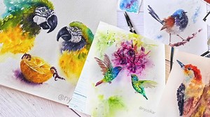 Expressive Watercolor Birds: paint a Hummingbird without Pencil Sketch | Nina Nyusikart Watercolor | Skillshare