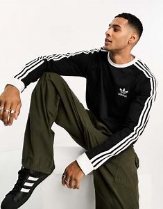 adidas Originals Adicolor 3-Stripes long sleeve T-shirt in black | ASOS