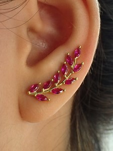 Ruby Earring Climber / Ruby Ear Crawlers Earrings / Marquise Ear Climber Earrings / Bridesmaid Gift / July Birthstone Gift / in Stock - Etsy