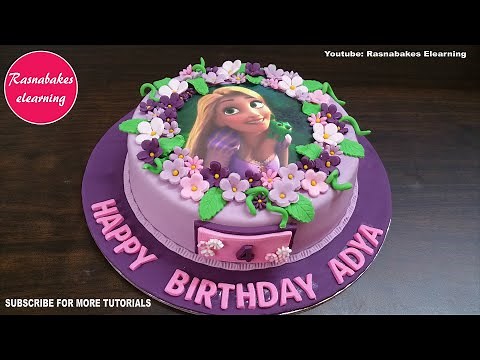rapunzel's tangled adventure themed fondant birthday cake design ideas decorating tutorial video