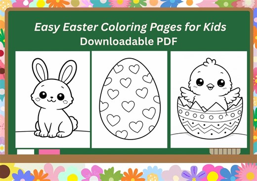 Easy Easter Coloring Pages for Kids Printable Bunny and Egg Activity - Etsy