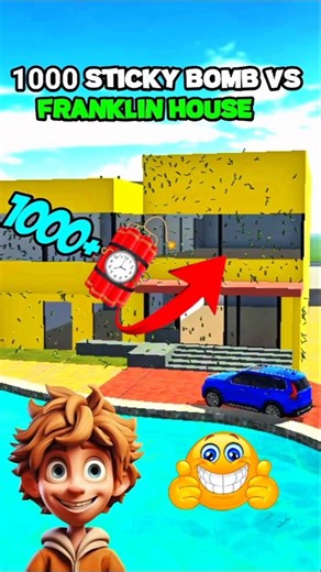 1000 STICKY BOMB VS FRANKLIN HOUSE || Indian bike driving 3d || #shorts #gta