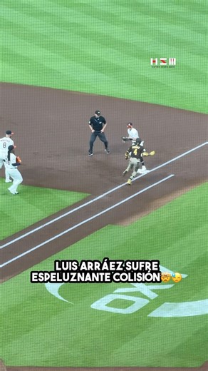 Hispanic Sports Media on Instagram: "Luis Arráez enciende las alarmas El venezolano sufrió un fuerte choque con el segunda base Mauricio Dubón y tuvo que ser sacado en camilla勞 Esperemos que no sea nada grave #mlbxhsm"