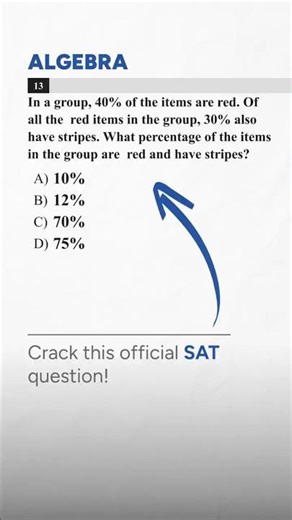 SAT Math Percentage: Find Percent of Red & Striped Items #satprep #satmath #shorts