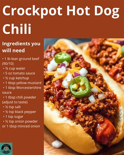 🌭 Crockpot Hot Dog Chili 🔥 Rich, meaty, and loaded with smoky-sweet flavor — the ultimate hot dog topper made easy in your slow cooker! 💛 ✨ Main Ingredients: • Ground beef • Tomato sauce & ketchup • Chili powder & Worcestershire Full cozy chili recipe in C.o.m.m.e.n.t.s 💬👇 | Kinsley Recipes