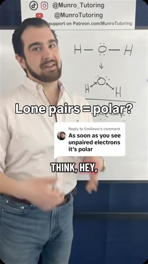 Munro Grant on Instagram: "lone pairs on a central atom mean the molecule will be polar? Check out my full lessons on: ozone polarity @Munro Tutoring Stoichiometry @Munro Tutoring Periodic trends: electron affinity @Munro Tutoring Follow for plenty more lessons, quizzes, and explanations! #chemistry #STEM #polarity"