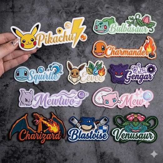 Custom Poke Monster Embroidered Name Number Patch, Custom Poke Birthday Gift: Sew/iron On/hook & Loop - Etsy