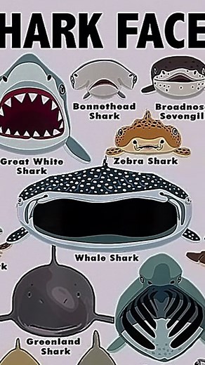 Types of sharks faces ☠️ Greenland shark 🦈