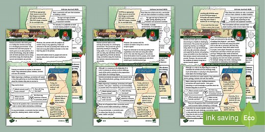 UKS2 Extreme Survival Skills Differentiated Reading Comprehension Activity