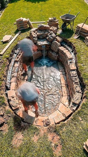 Satisfying Koi Pond & Waterfall Build Time-Lapse | Backyard Transformation #shorts