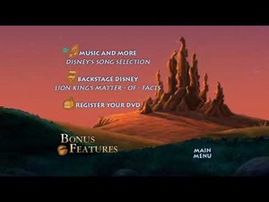 The Lion King 2:Simba's Pride:Special Edition Disc 1 2004 DVD Menu Walkthrough