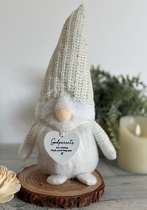 Godparent Gift: White Gnome With Acrylic Heart - Etsy Canada