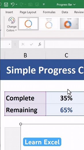 Create dynamic progress chart in excel #excel #exceltips #exceltutorial