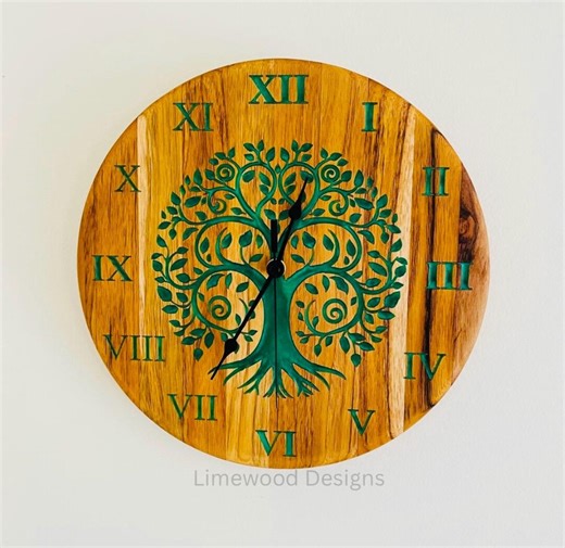 Tree of Life Wooden Clock With Epoxy Resin - Etsy