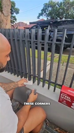 How you should use steel wool with sandpaper on metal gates Especially with corners and oval surfaces #paintingprocess #renovation #paintingprocessvideo #housepainting #painter | A1 Painting NSW