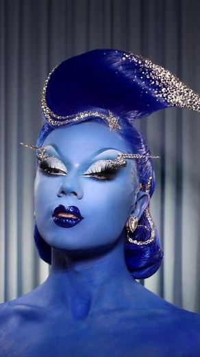 💙💫 #transformation #dragqueen #fypシ #fype #fyp #rhinestones #saphire #makeuptutorial #drag