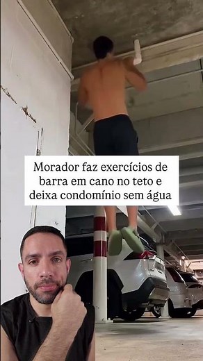 Resident bursts pipe while doing pull-ups, leaves building without water, and demonstrates a comm...