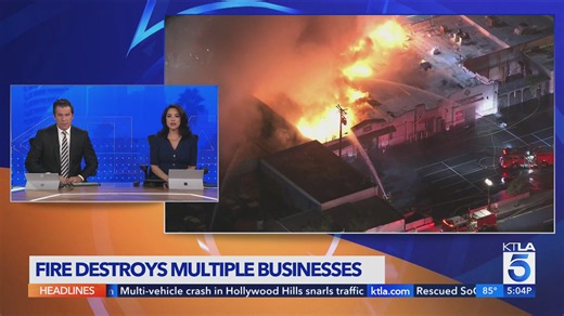 Fire that destroyed historic Newhall shopping center started in auto body shop, officials say