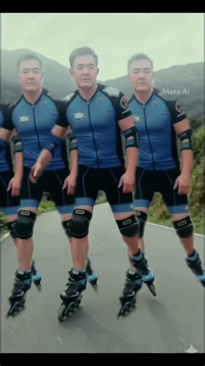 man playing rollerblades in mountain effect💥