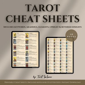 Tarot Cheat Sheet PDF | 78 Rider Waite Tarot Card Meanings | Digital Reference Guide for Beginners & Advanced | Printable iPad Workbook - Etsy