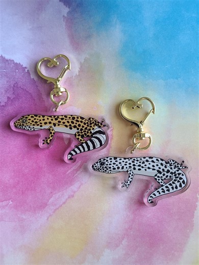 Leopard Gecko Acrylic Pet Keychain/Adorable Kawaii Charm/Reptile Lover Gift/Pet Loss Memorial Memento