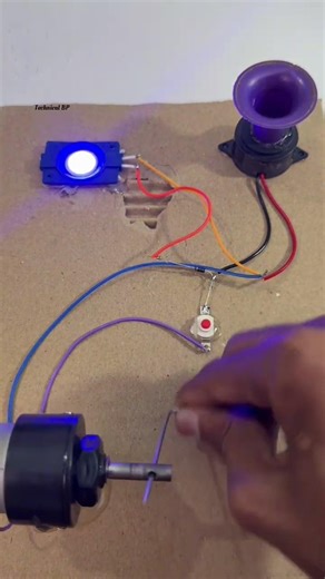 Powering filament light & buzzer horn with mini bldc drone motor #schoolproject #diy #schoolproject