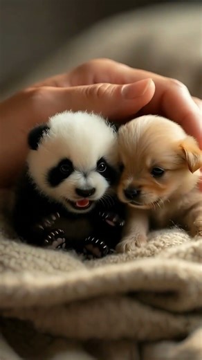 “Baby Puppy & Baby Panda Blanket Sleep POV 🐶🐼💤” #babyanimal