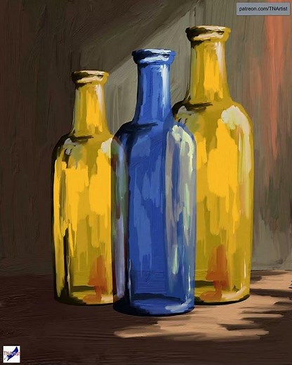 How to Paint Glass Bottles – Color, Light & Reflections (Digital Art in Rebelle 7 Pro)