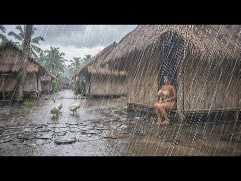 CAN YOU HANDLE THIS? ⛈️ Heavy rain and strong winds in rural Indonesia ⚡| Overcome insomnia