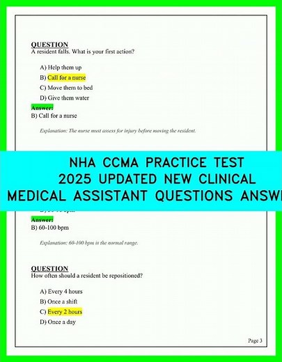 NHA CCMA Practice Test 2025 | Updated Clinical Medical Assistant Questions & Answers