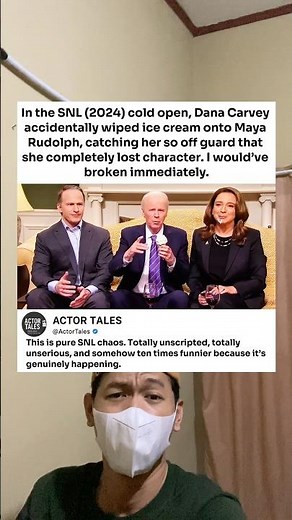 In the SNL (2024) cold open, Dana Carvey accidentally wiped ice cream onto Maya Rudolph,