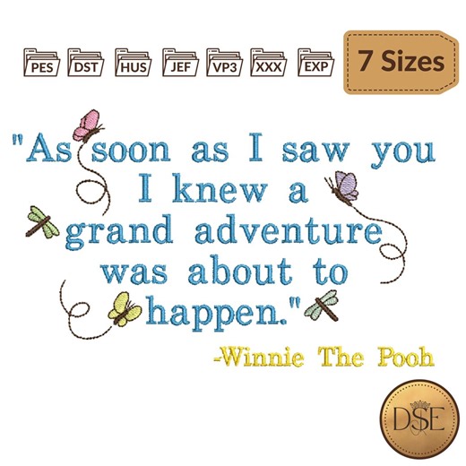Winnie-the-pooh Quote & Butterflies, Dragonflies, Embroidery Design - Etsy