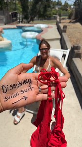 Giving my wife a dissolving swimsuit at our pool party 😂 #couple #funny #bikinis #fblifestyle | Jamie and Blake