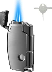 Amazon.com: Double Torch Butane Lighter with Punch, Jet Windproof Lighter with Keyhole, Refillable and Adjustable, Great Gift for Men and Women, Sold Without Butane(Black) : Health & Household