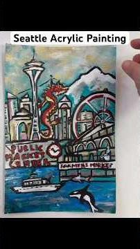 Seattle Abstract Architecture Acrylic Painting Step by Step