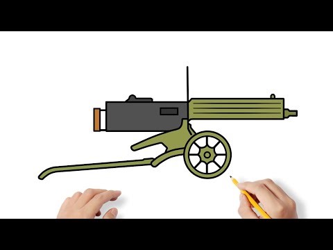 How to draw MAXIM Gun / drawing mg 08 machine gun